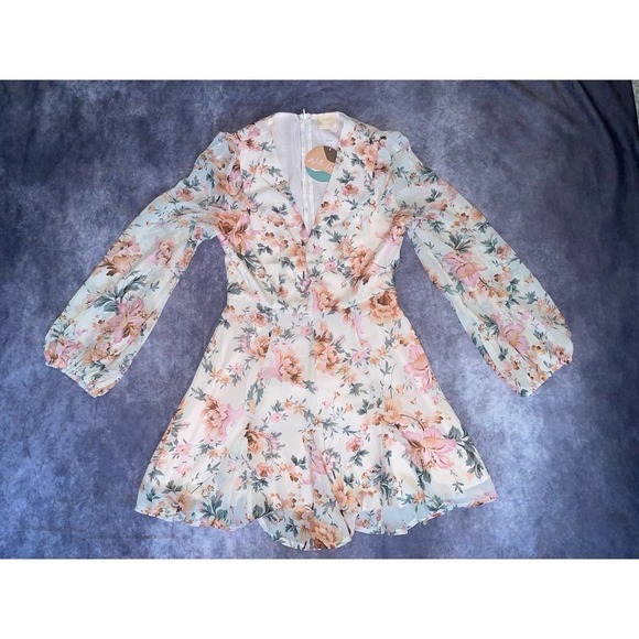 Sage & Page Women's Size M With Love Floral V - Neck Gardenia Pink Summer Dress - Picture 1 of 4
